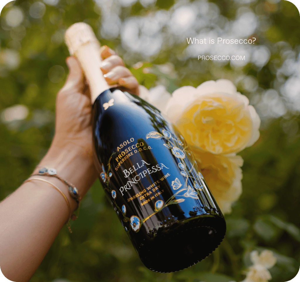 Erleben Sie die Exzellenz des Bella Principessa Premium Prosecco Superiore DOCG aus Asolo, wie in der Geschichte „Was ist Prosecco“ von Prosecco.com vorgestellt.